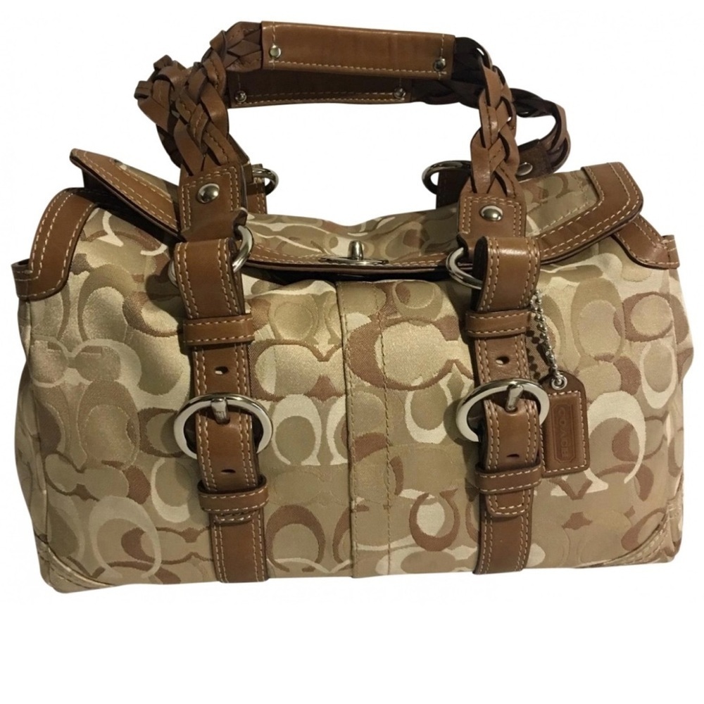 Coach CC jacquard print canvas satchel handbag
